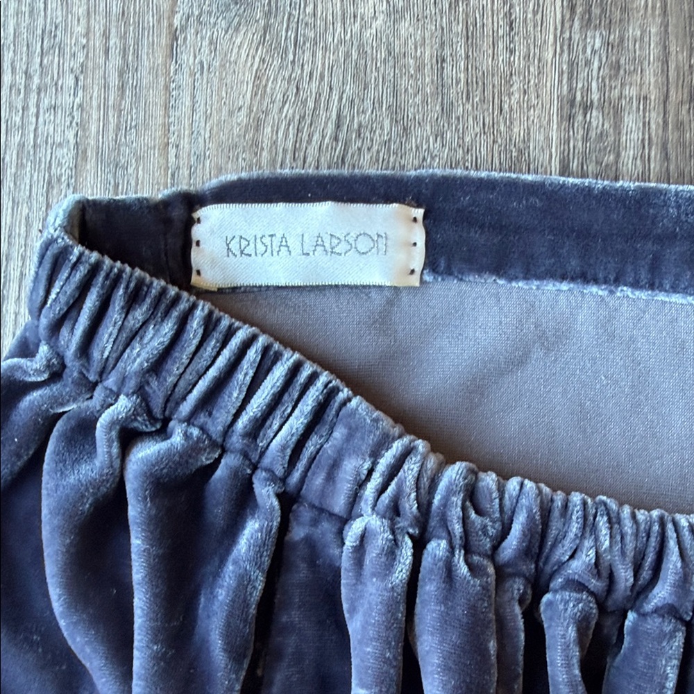 Krista Larson Blue / Gray Velvet Skirt - Picture 2 of 6